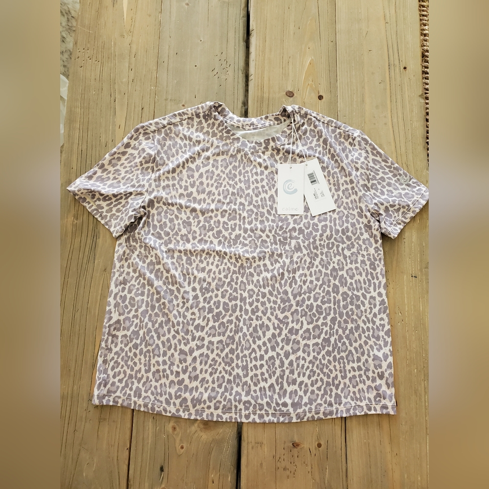 Johnny Was Calme Effect Drop Shoulder Tee Gray Animal Print XSmall $72
